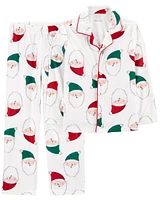 Kid 2-Piece Santa Fleece Coat Style Pyjamas