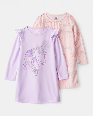 Girls 2-Pack Unicorn Nightgowns