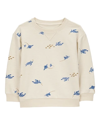 Toddler Sea Print Knit Pullover - Cream
