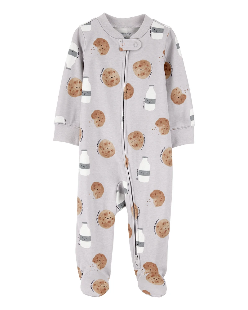 Baby Milk & Cookies 2-Way Zip Cotton Sleeper