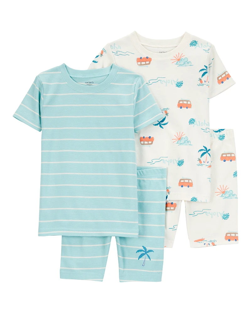 Baby Palm Tree Print Snug Fit 4-Piece Pyjamas
