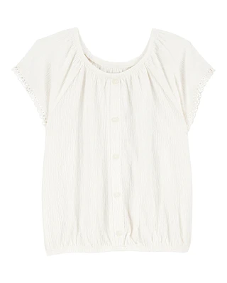 Kid Short-Sleeve Solid Fashion Top - Ivory