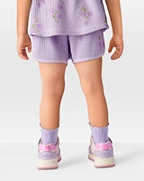 Toddler Floral Waffle Knit Shorts - Purple