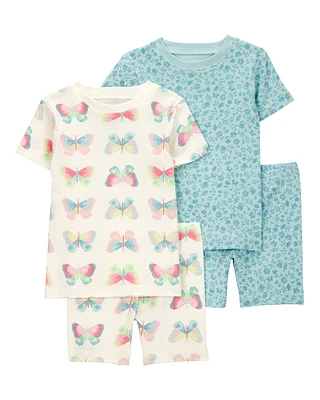 Baby Butterfly Print Snug Fit 4-Piece Pyjamas