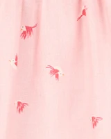 Baby Bird Print Tank Romper - Pink
