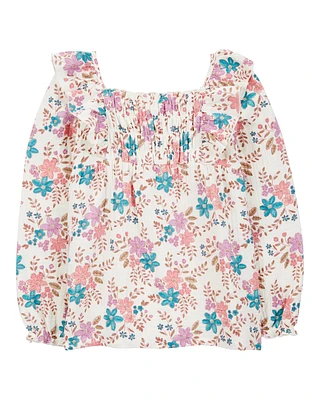 Kid Floral Woven Long-Sleeve Fashion Top