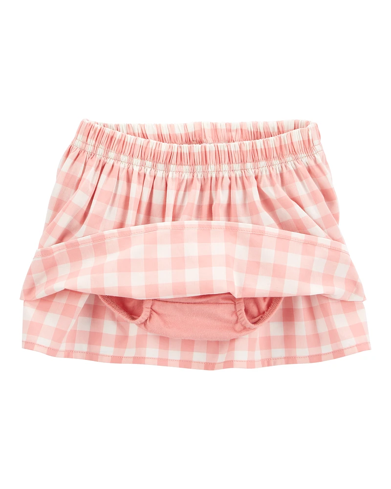 Baby 2-Piece Gingham Skort Outfit Set - Pink