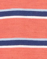 Toddler Striped Woven Short-Sleeve Henley - Orange