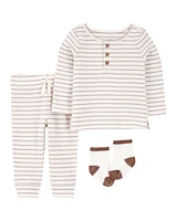 Baby 3-Piece Striped Tee & Pant Set