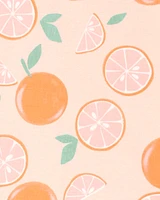 Kid Orange Striped Snug Fit Cotton 4-Piece Pyjamas