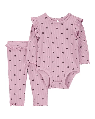 Baby 2-Piece Bow Print Bodysuit Pant Set