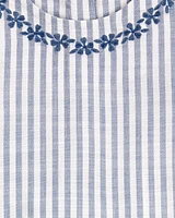 Toddler Striped Linen Look-alike Fashion Tank - Blue/White
