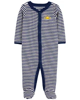 Baby Striped Snap-Up Terry Sleeper Pyjamas