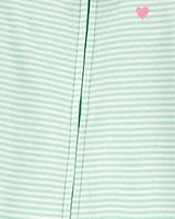Baby Striped Snug Fit Cotton Footie 1-Piece Pyjamas - Green
