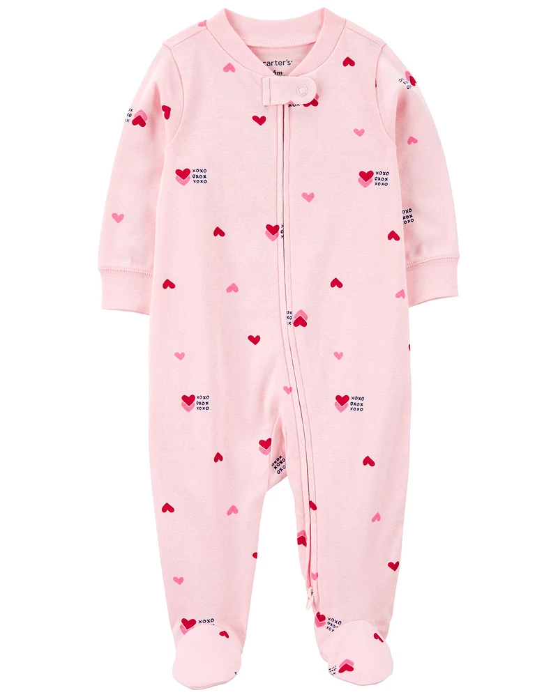 Valentine's Day Heart 2-Way Zip Cotton Sleep & Play