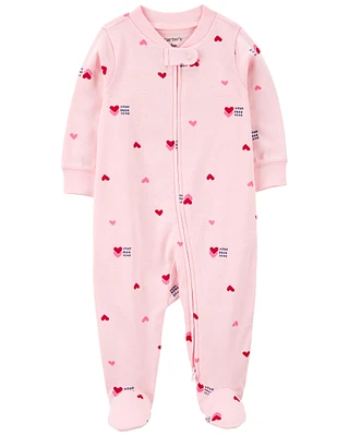 Valentine's Day Heart 2-Way Zip Cotton Sleep & Play