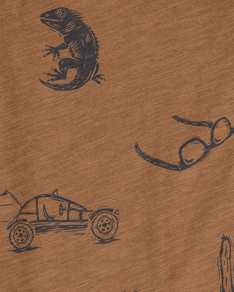 Toddler Desert Print Henley - Brown