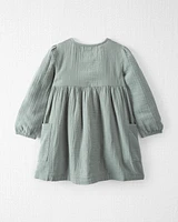 Toddler Organic Cotton Gauze Button-Front Dress Sage Pond