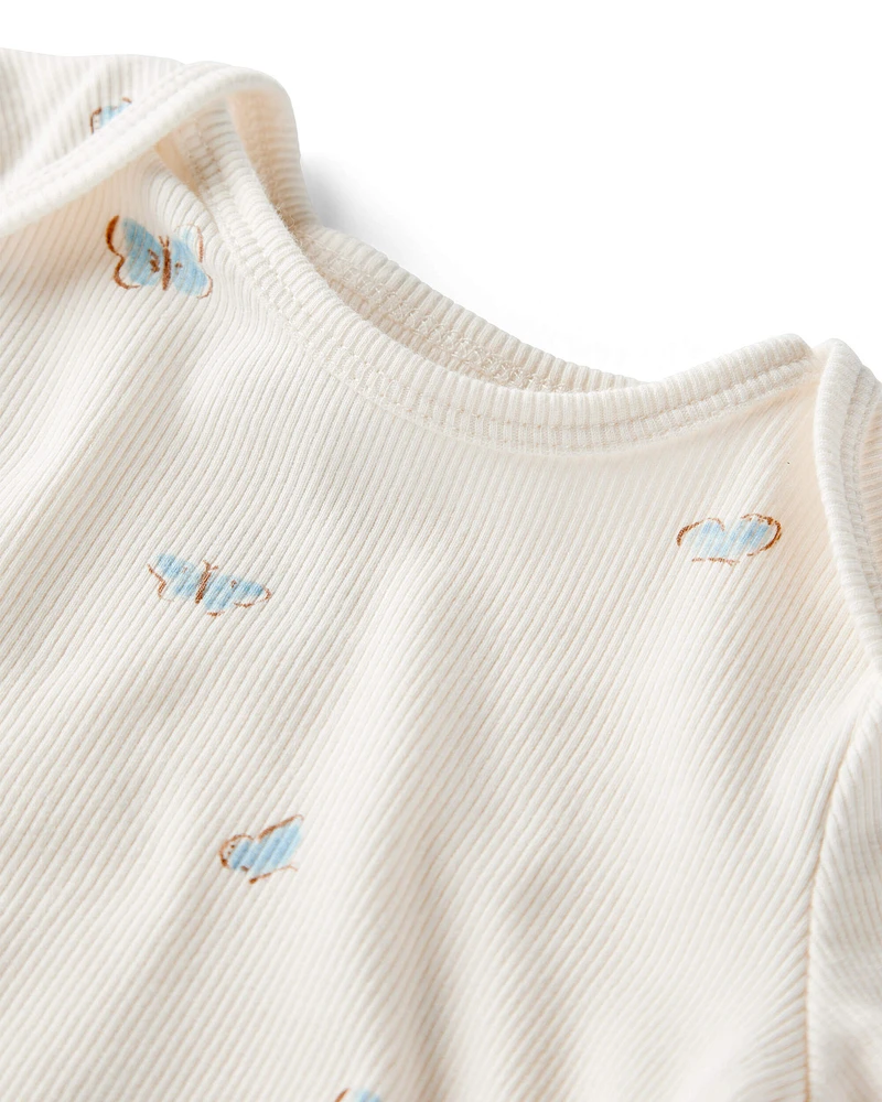 Baby Girl 2-Piece Organic Cotton Ribbed Knit Set Butterfly Breeze Print