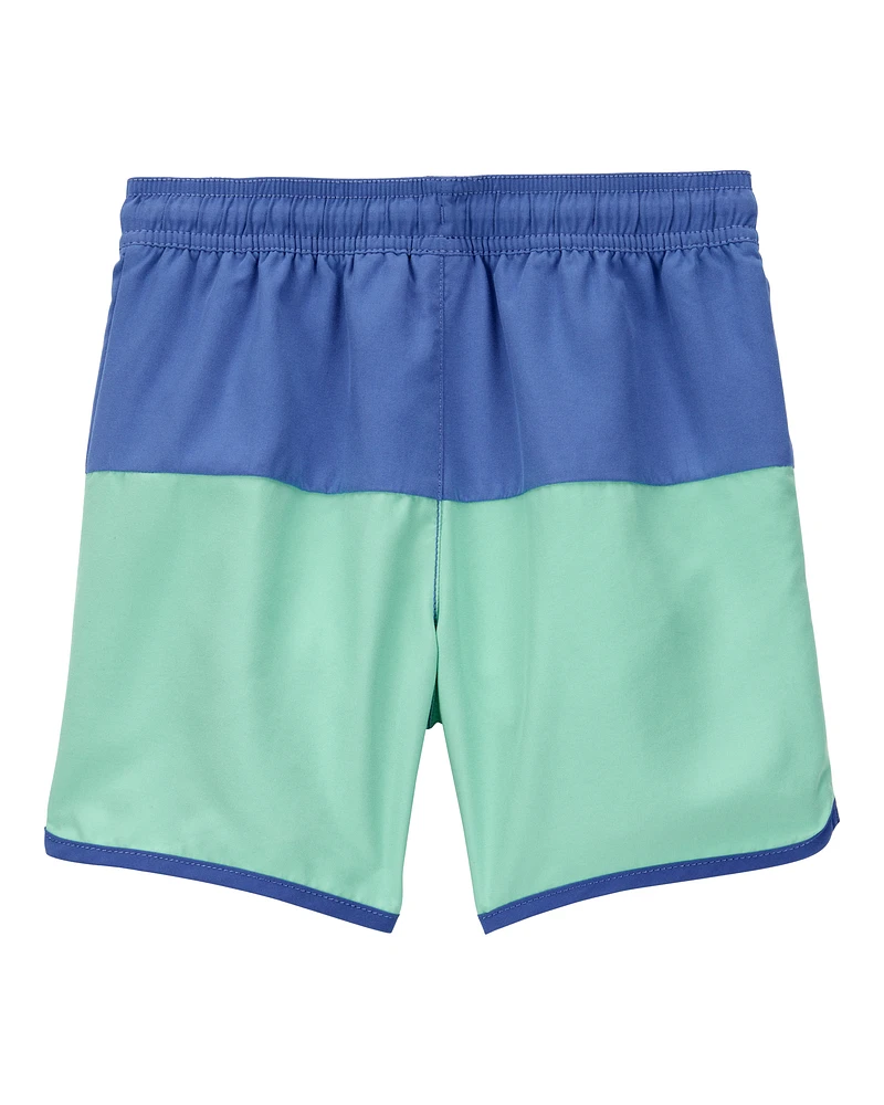 Kid Colourblock Swim Trunks - Green/Blue