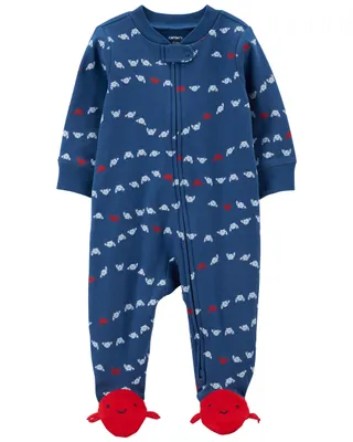 Crab 2-Way Zip Cotton Sleep & Play Pyjamas
