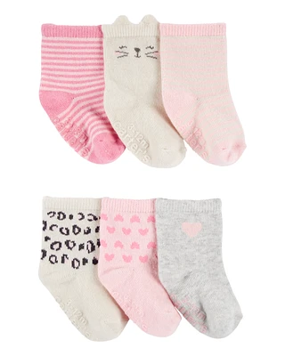 Baby 6-Pack Kitty Heart Booties