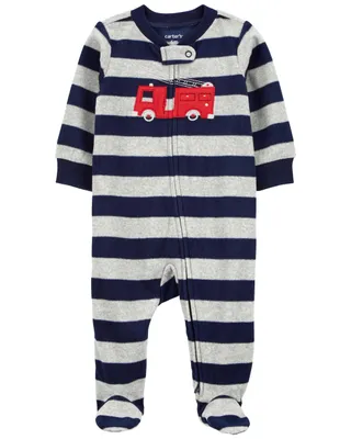 Firetruck Zip-Up Fleece Sleep & Play Pyjamas