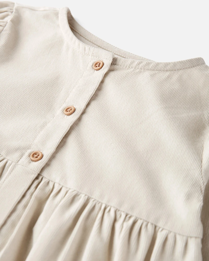 Toddler Organic Cotton Corduroy Button-Front Dress Toasted Wheat