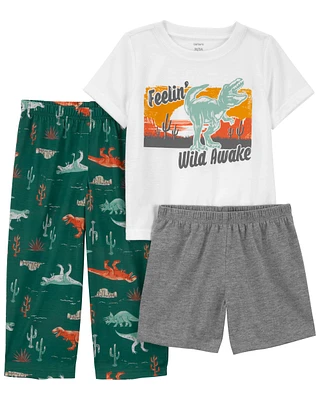 3-Piece Dinosaur Loose Fit Pyjamas