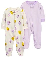 Baby 2-Pack Strawberry Zip-Up Cotton Sleeper Pyjamas