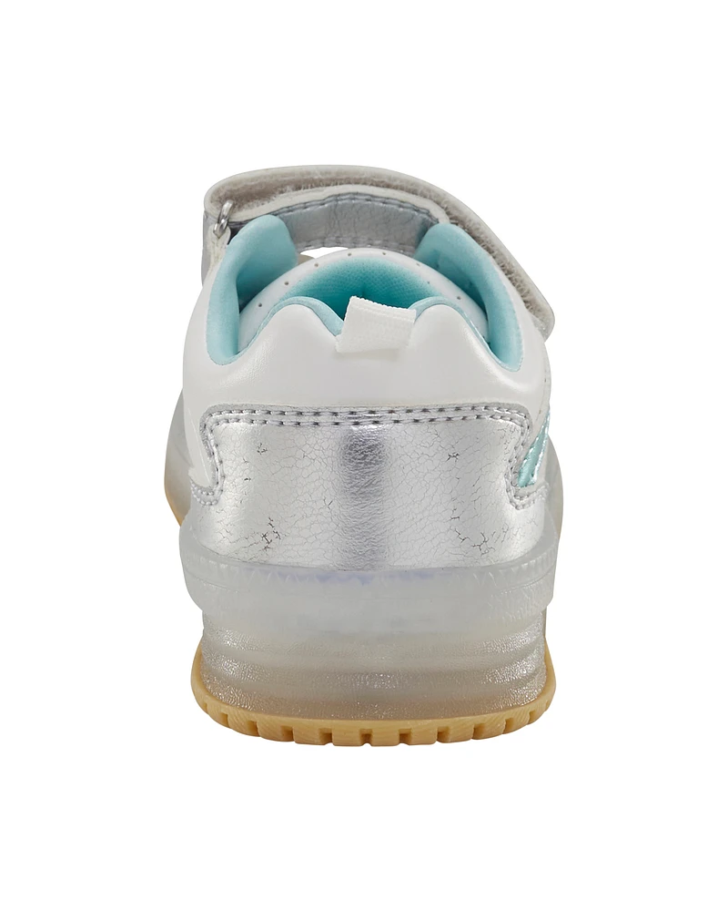 Toddler Light Up Metallic Sneakers - Silver/Aqua