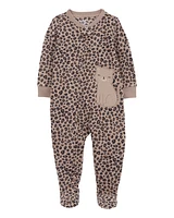 Toddler 1-Piece Cheetah Print Fleece Footie Pyjamas