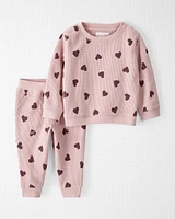 Baby Waffle Knit Set Made with Organic Cotton Heart Print