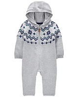 Baby Fair Isle Hooded Jumpsuit