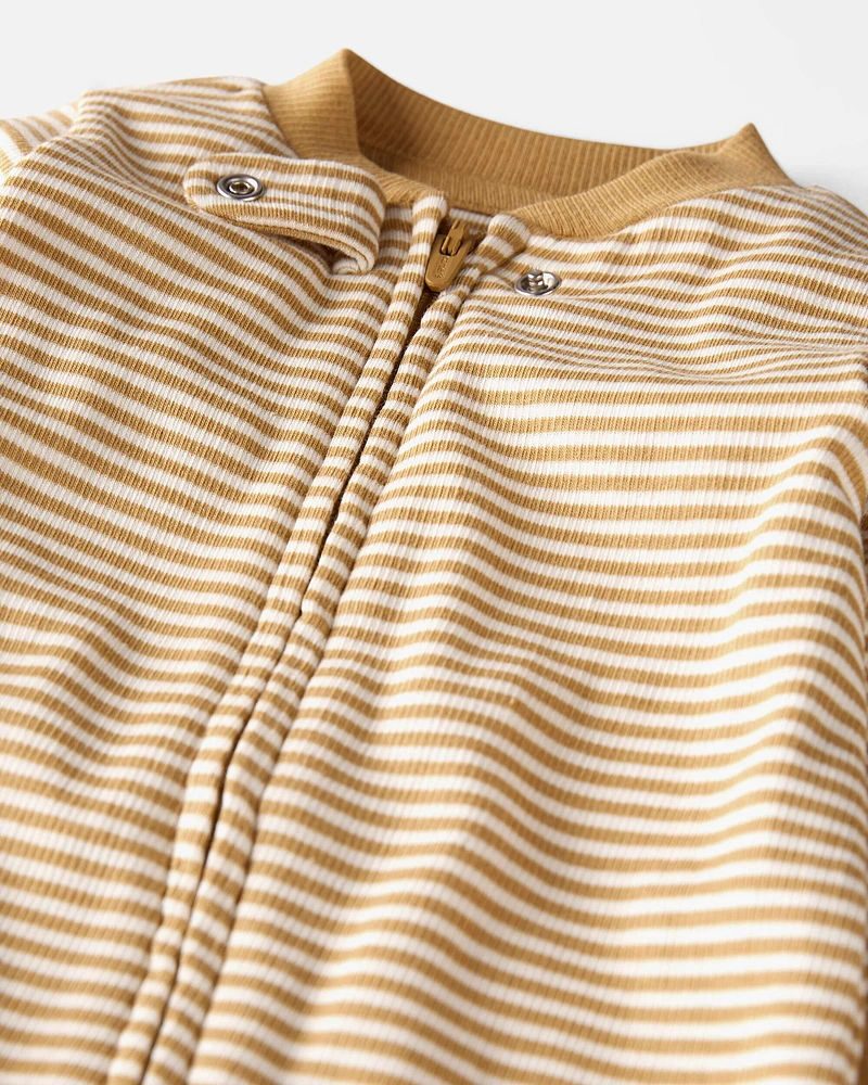 Baby Organic Cotton Rib Sleeper Pyjamas Stripes