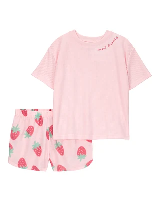 Kid Strawberry Print Loose Fit 2-Piece Pyjamas - Pink