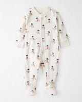 Baby Organic Cotton Sleeper Pyjamas Snowman Print