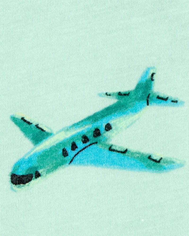 Airplane Print Short-Sleeve Tee - Green