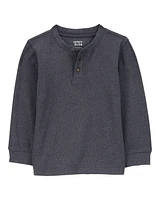 Toddler Drop Needle Long-Sleeve Henley Tee