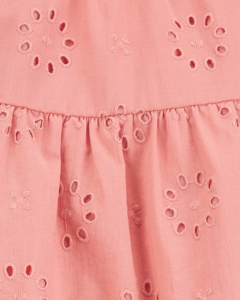 Baby Eyelet Cotton Dress - Pink