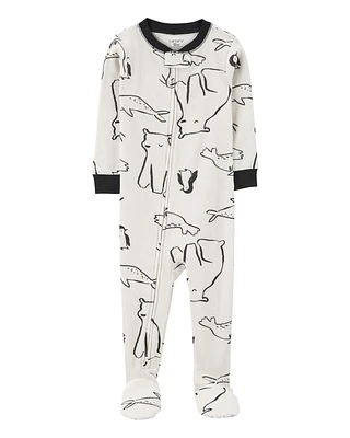 Toddler 1-Piece Arctic Animal Print Thermal Footie Pyjamas