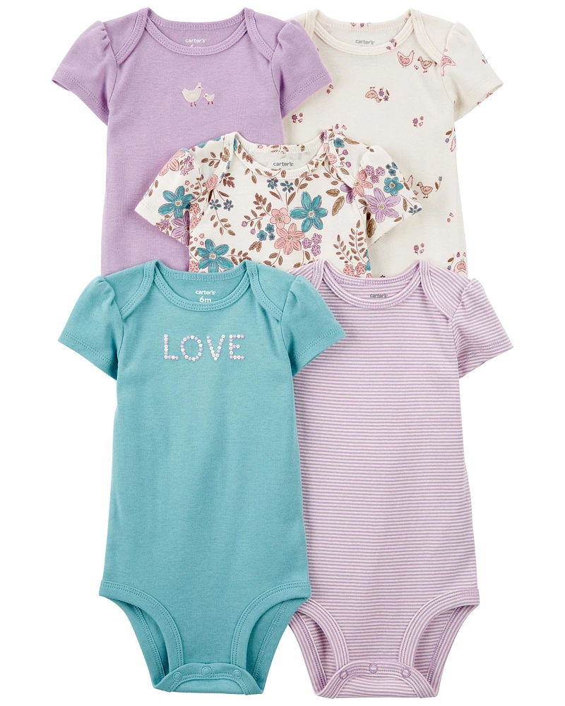 Baby 5-Pack Floral Short-Sleeve Bodysuits
