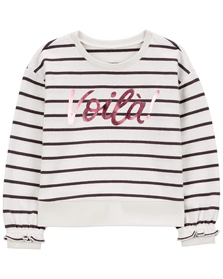 Toddler Striped French Terry  Long-Sleeve Pullover