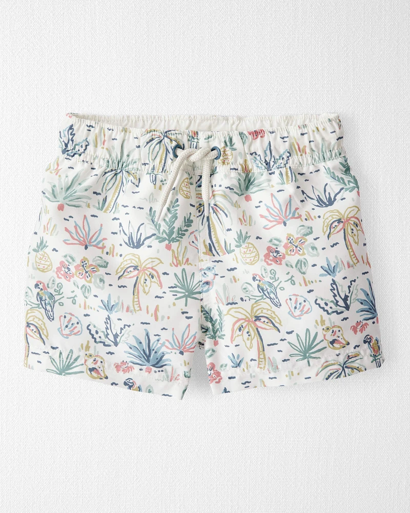 Toddler Recycled Tropical-Print Swim Trunks