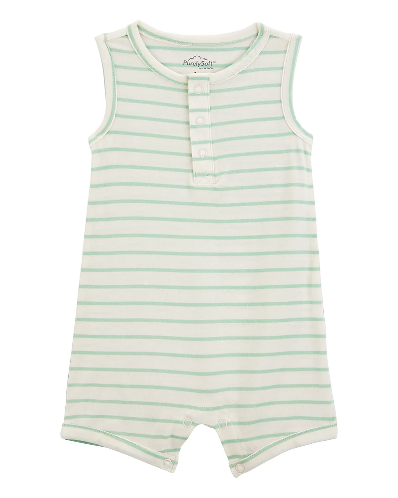 Baby Striped PurelySoft Romper - Green
