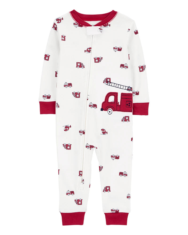 Toddler 1-Piece Firetruck 100% Snug Fit Cotton Footless Pyjamas