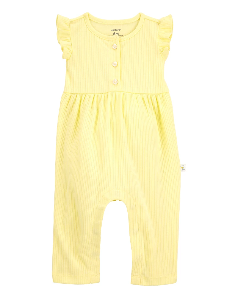 Baby Flutter Sleeves Jumpsuit - Yellow