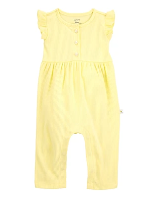 Baby Flutter Sleeves Jumpsuit - Yellow