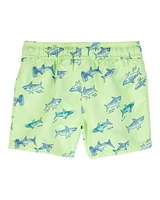 Toddler Shark Swim Trunks - Lime Green