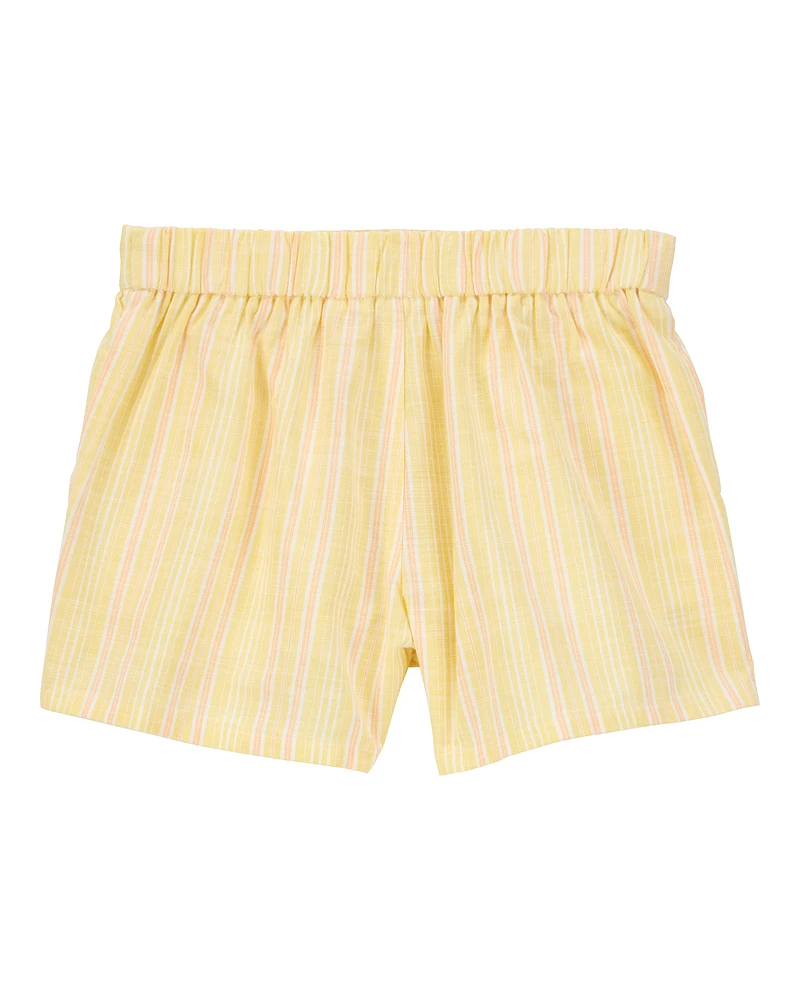 Kid Striped Linen Look-alike Sun Short - Yellow